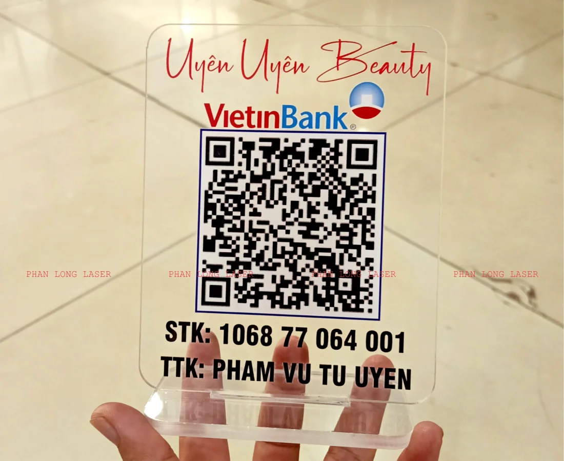 In màu UV lên bảng Qr Code, bảng số tài khoản ngân hàng làm bằng nhựa mica acrylic tại Sài Gòn, Hải Phòng, Đà Nẵng, Hà Nội, Cần Thơ