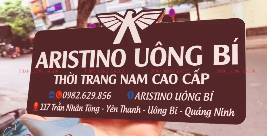 Biển bảng quảng cáo gỗ treo tường tên shop thời trang nam tại Quảng Ninh in UV màu nội dung