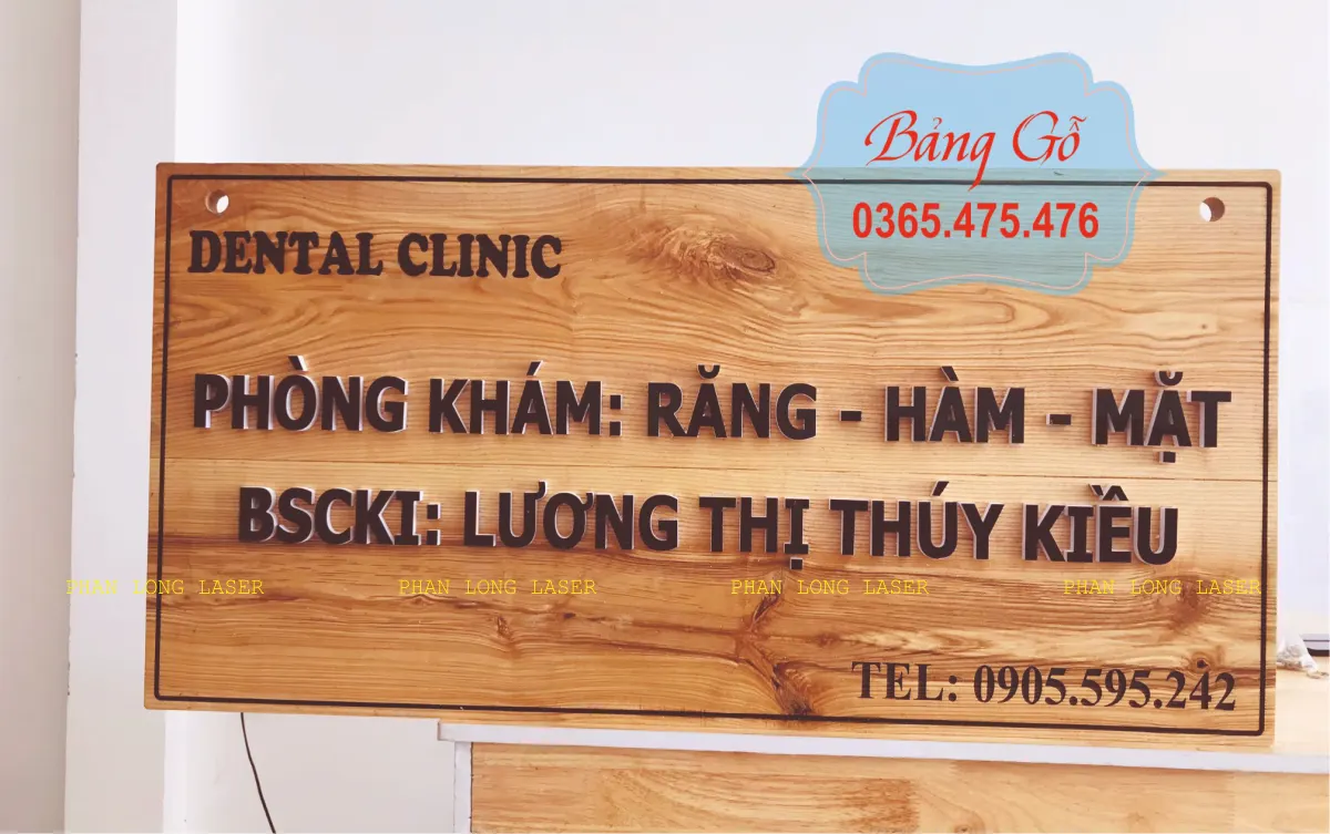 Biển bảng quảng cáo bằng gỗ dán chữ nổi mica và khắc laser cho phòng khám tại Thanh Khê Đà Nẵng