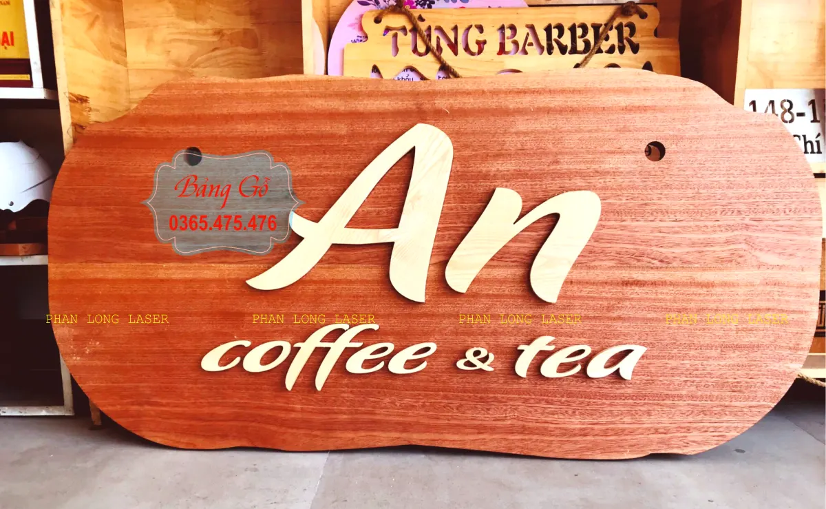 Làm biển bảng quảng cáo bằng gỗ cho quán tea và Coffee tại Đà Nẵng
