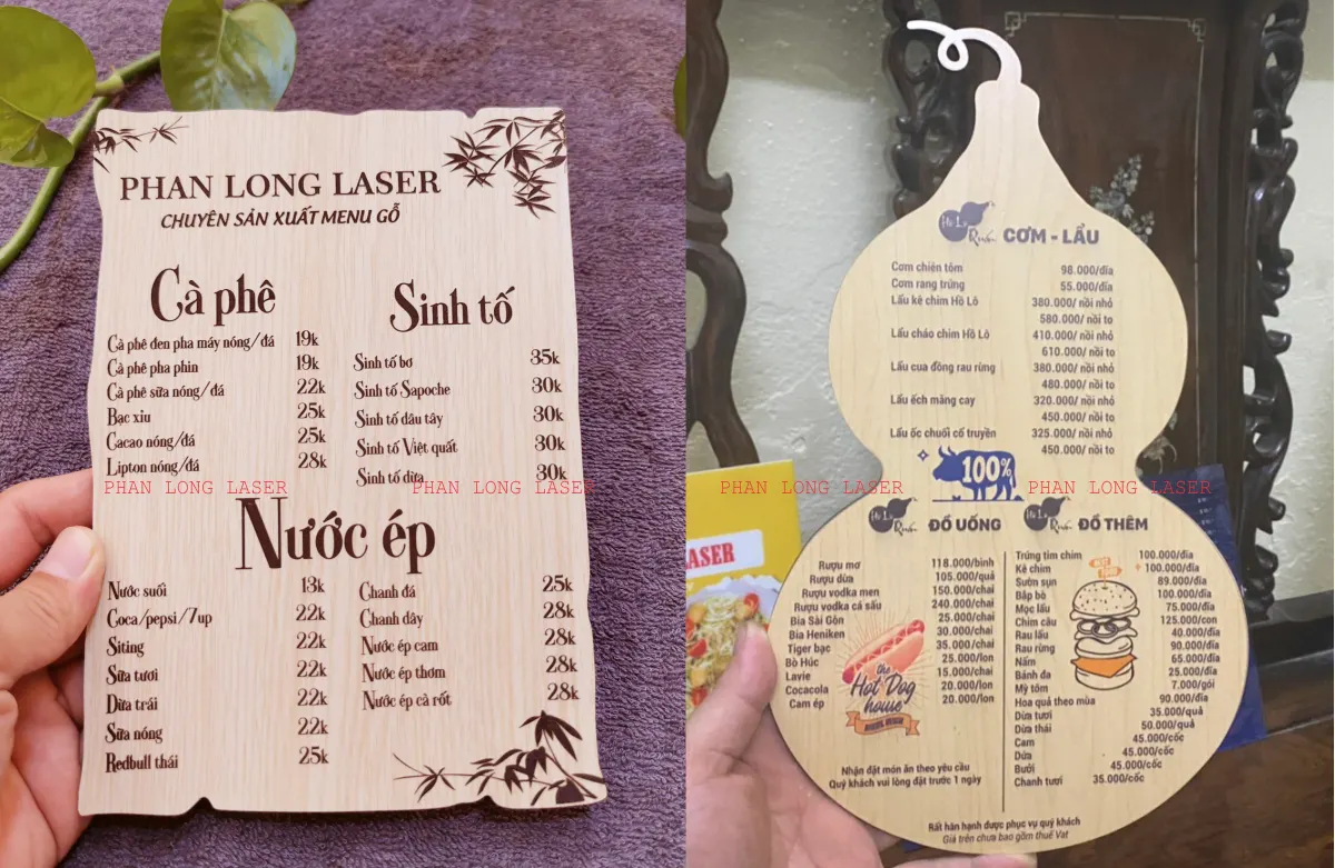 Cắt gỗ để làm menu thực đơn gỗ theo yêu cầu lấy liền giá rẻ tại Sài Gòn, Hà Nội, Hải Phòng, Đà Nẵng, Cần Thơ