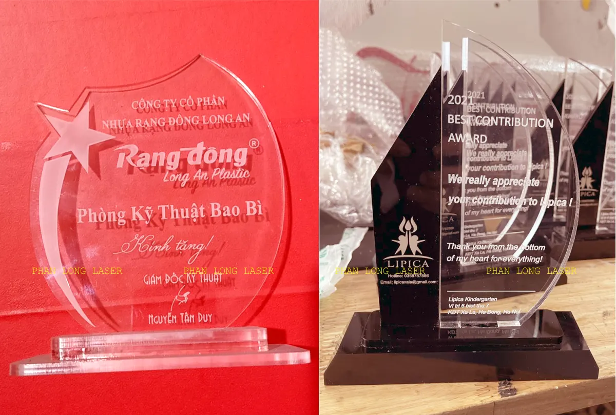 Cúp và kỷ niệm chương làm bằng chất liệu nhựa mica theo yêu cầu tại TP Hồ Chí Minh, Hà Nội, Hải Phòng, Đà Nẵng và Cần Thơ