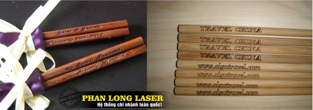 Khắc laser lên đũa cao cấp, đũa gỗ sưa, Đũa Sừng, đũa tre, đũa kim loại, đũa nhựa