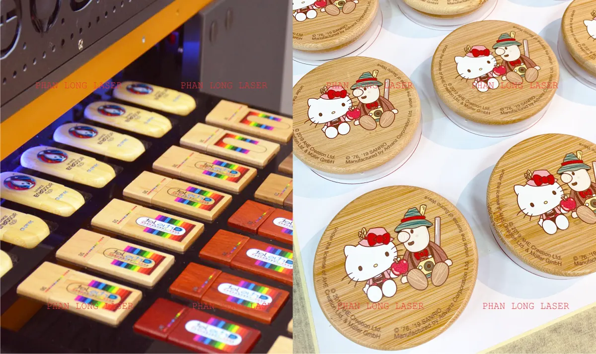 In UV logo theo yêu cầu lên USB gỗ và móc khóa gỗ cực nhanh lấy liền tại xưởng Phan Long Việt Nam