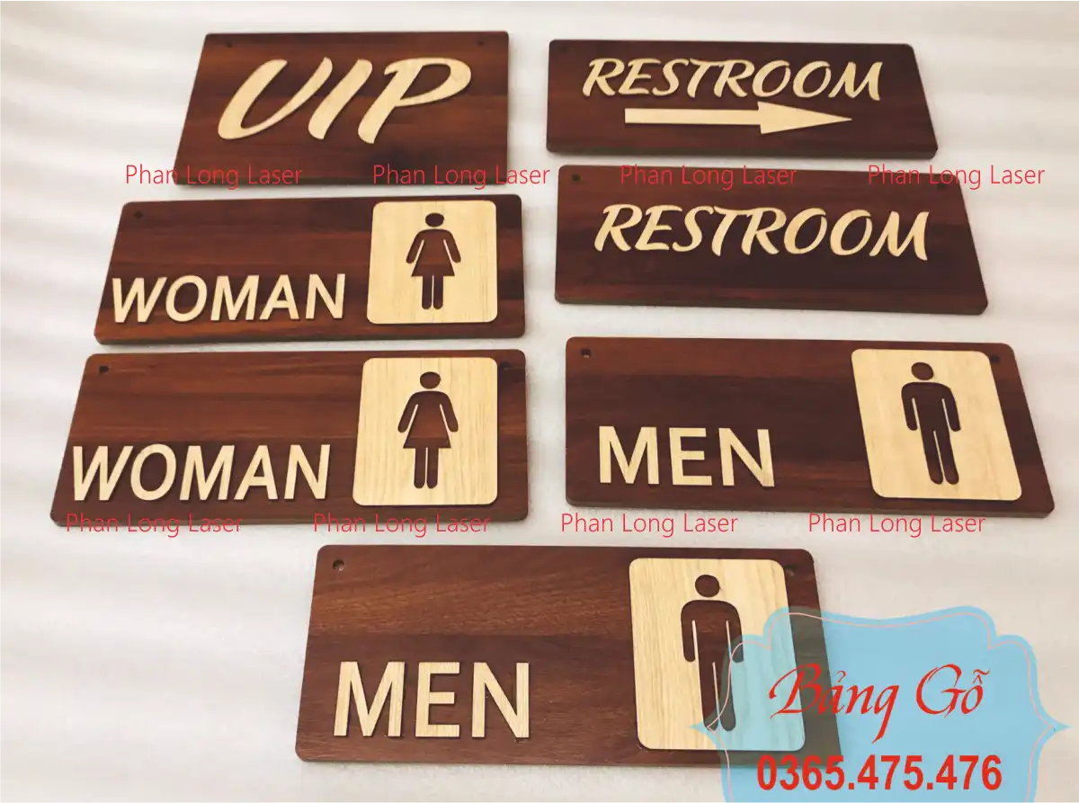 Làm biển bảng cho nhà vệ sinh, restroom, toilet bằng gỗ dán chữ gỗ nổi tại Đà Nẵng, Quảng Nam giá rẻ, Hải Châu