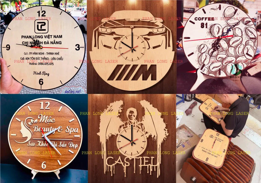 Làm đồng hồ gỗ khắc logo làm quà tặng trị ân khách hàng, quà tặng doanh nghiệp theo yêu cầu tại Thanh Xuân, Hoàng Mai, Cầu Giấy, Long Biên, Thanh Trì, Hà Nội