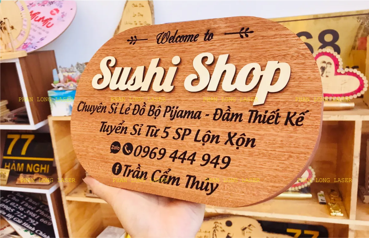 Kinh nghiệm làm biển bảng quảng cáo nền gỗ dán chữ gỗ và khắc laser tại Thanh Xuân, Cầu Giấy, Hoàng Mai, Thanh Trì, Long Biên, Hà Nội