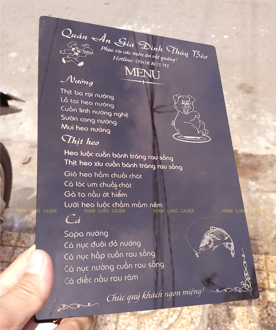 Làm menu thực đơn cho quán ăn nhà hàng bằng mica acrylic tại Gò Vấp, Tân Phú, Tân Bình, Bình Thạnh, Thủ Đức, Phú Nhuận, Bình Tân, Hóc Môn, Bình Chánh, Nhà Bè, TP Hồ Chí Minh