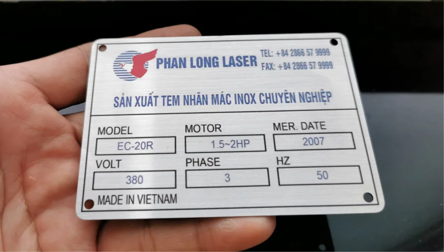 Tem nhãn mác inox 316 gia công sản xuất tại xưởng PLVN chi nhánh Hóc Môn, Củ Chi, Bình Chánh, Nhà Bè, Cần Giờ, Sài Gòn